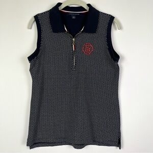 2/$30 Tommy Hilfiger Black Polka Dot Sleeveless Polo Shirt Size Small